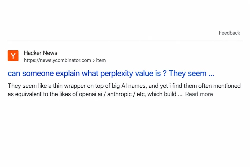 Forum thread asking what Perplexity does, ranking in Google results.